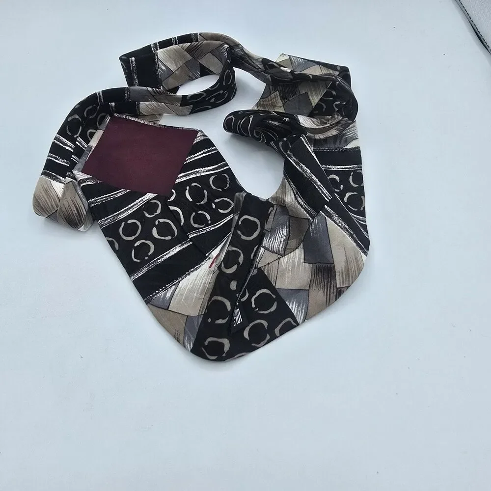 Zylos George Machado Necktie Gray Geometric Square Silk 55 X 4in Vintage